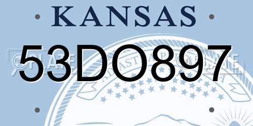53DO897 Kansas License Plate