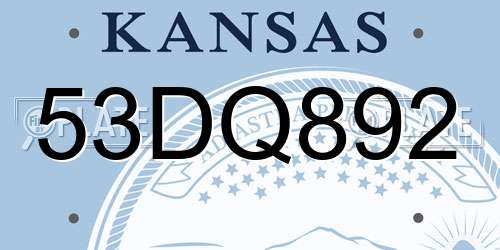 53DQ892 Kansas License Plate
