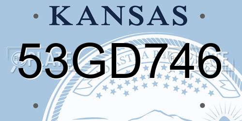53GD746 Kansas License Plate