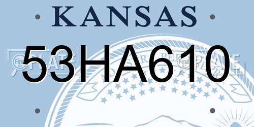 53HA610 Kansas License Plate