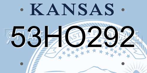 53HO292 Kansas License Plate