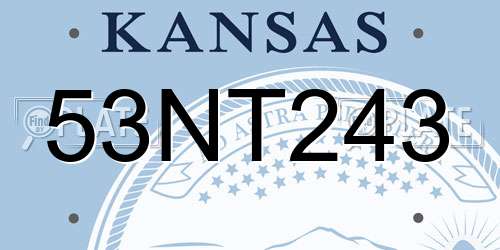 53NT243 Kansas License Plate