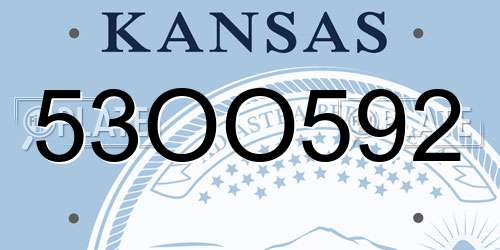 53OO592 Kansas License Plate