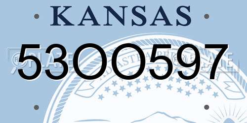 53OO597 Kansas License Plate