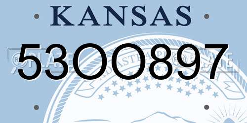 53OO897 Kansas License Plate