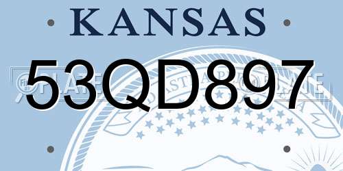 53QD897 Kansas License Plate