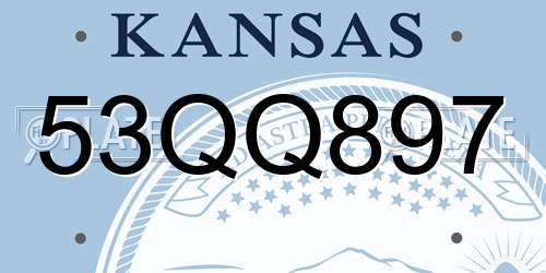 53QQ897 Kansas License Plate