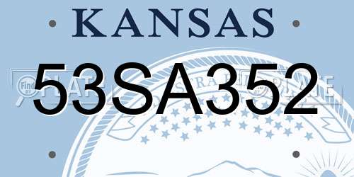 53SA352 Kansas License Plate