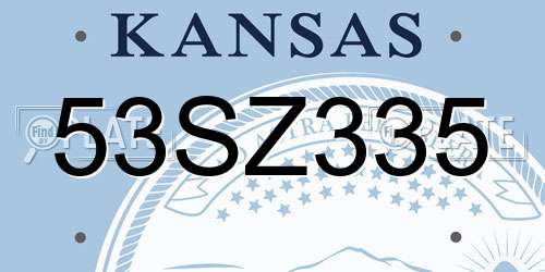 53SZ335 Kansas License Plate