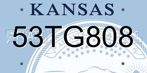 53TG808 Kansas License Plate