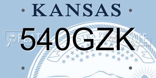 540GZK Kansas License Plate