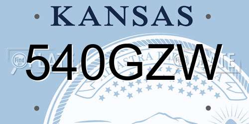 540GZW Kansas License Plate