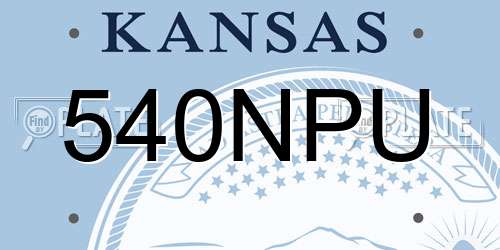 540NPU Kansas License Plate