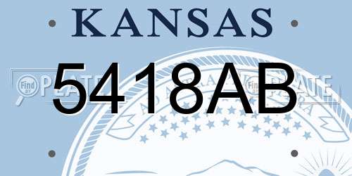 5418AB Kansas License Plate