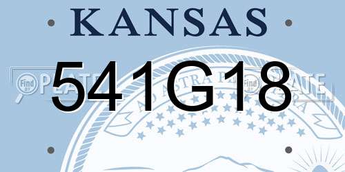 541G18 Kansas License Plate