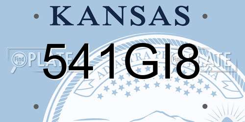 541GI8 Kansas License Plate