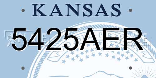 5425AER Kansas License Plate