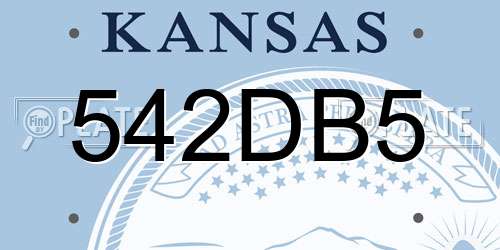 542DB5 Kansas License Plate