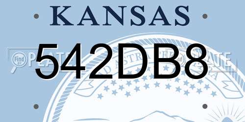 542DB8 Kansas License Plate