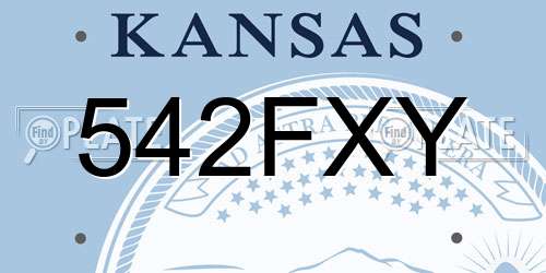 542FXY Kansas License Plate