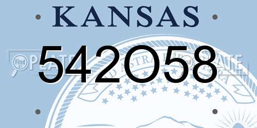 542O58 Kansas License Plate