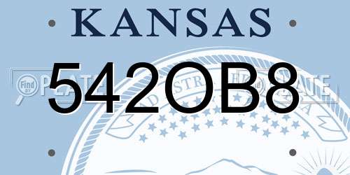 542OB8 Kansas License Plate