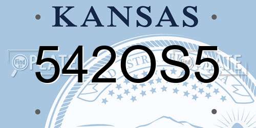 542OS5 Kansas License Plate