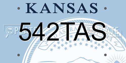 542TAS Kansas License Plate