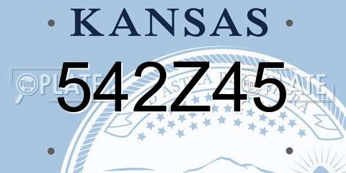 542Z45 Kansas License Plate