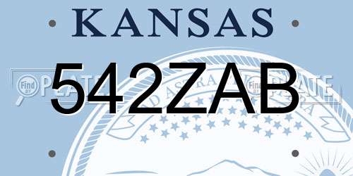 542ZAB Kansas License Plate