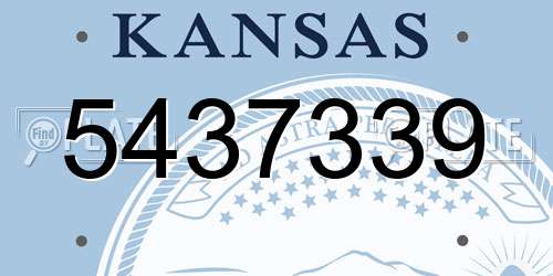5437339 Kansas License Plate