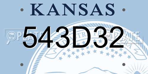 543D32 Kansas License Plate