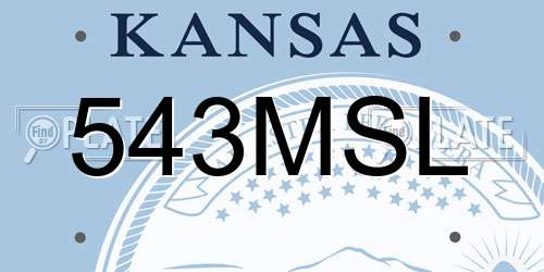 543MSL Kansas License Plate