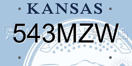543MZW Kansas License Plate