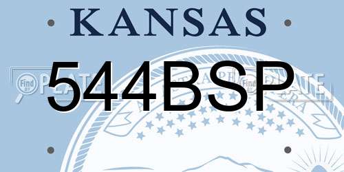 544BSP Kansas License Plate