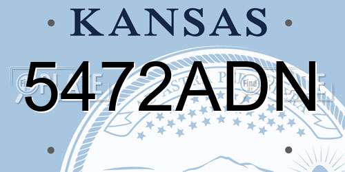 5472ADN Kansas License Plate