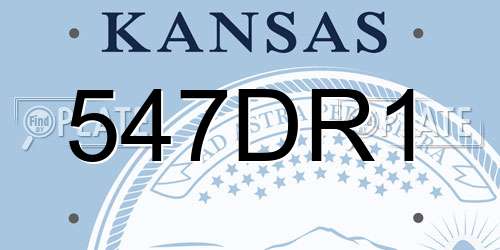 547DR1 Kansas License Plate