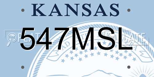 547MSL Kansas License Plate