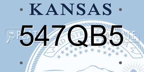 547QB5 Kansas License Plate