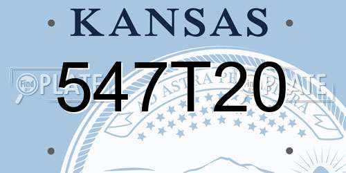 547T20 Kansas License Plate