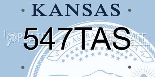 547TAS Kansas License Plate
