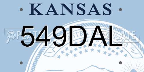 549DAL Kansas License Plate