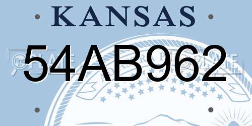 54AB962 Kansas License Plate
