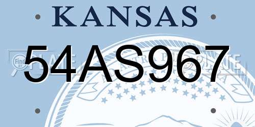 54AS967 Kansas License Plate