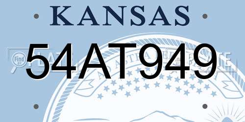 54AT949 Kansas License Plate