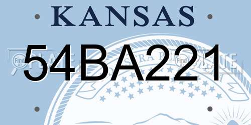 54BA221 Kansas License Plate
