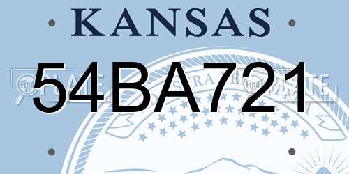 54BA721 Kansas License Plate