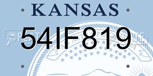 54IF819 Kansas License Plate