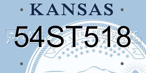 54ST518 Kansas License Plate