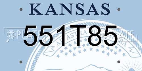 551T85 Kansas License Plate